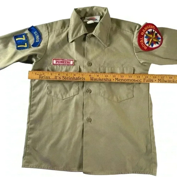 Dickies Pioneers Scouts Illinois Youth Button Shirt Youth Size 10 Tan - Picture 5 of 12